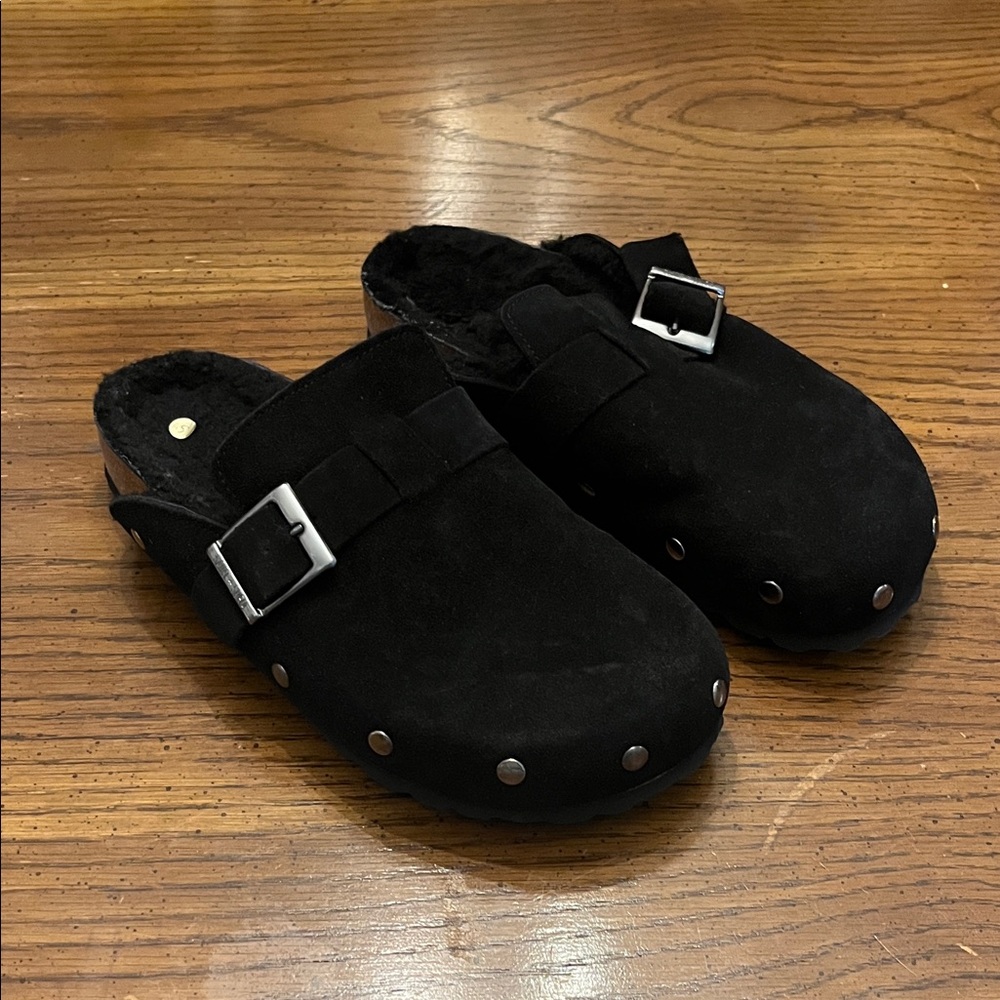 NWOT Saint‎ + Sofia Black Suede Clogs with Buckle, size 9